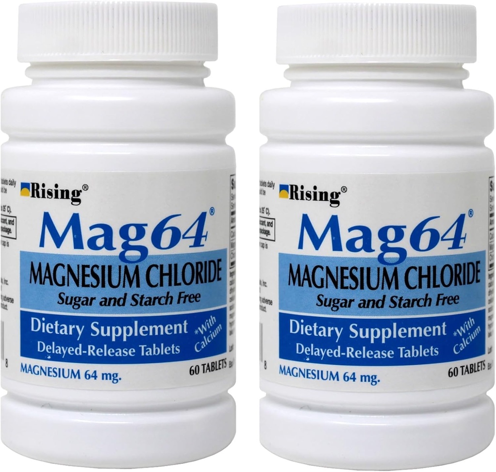IRising Mag64 Magnesium Chloride Dietary Supplement Delayed-Release Tablets 64 mg, 60 Tablets (Pack of 2)