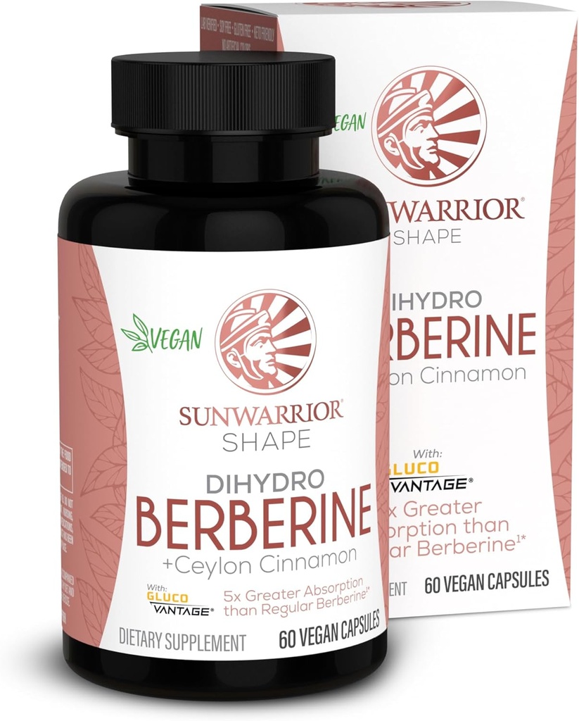 Sunwarrior Berberine Suplemento Ceylon Cinnamon DihydroBerberine Capsules 60 Conde Botella 30 Servimientos