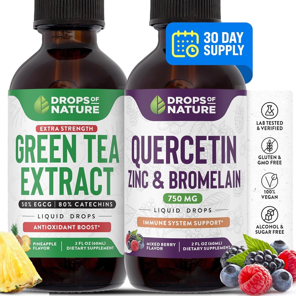 Drops of Nature Quercetin Liquid Drops 750mg ← Green Tea Extract 1000mg ← Bundle