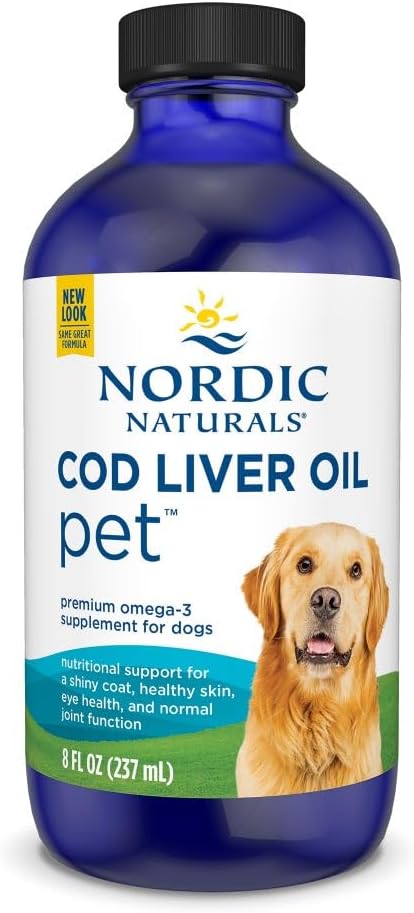 Nordic Naturals Pet Cod Liver Oil, Unflavored - 8 oz - 1048 mg Omega-3 Por Teaspoon - Fish Oil for Dogs with EPA & DHA - Promotes Skin, Coat, &amp; Immune Health