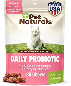 Pet Naturals Probiótico diario para gatos, 30 Chews - Suplemento de soporte digestivo e inmunitario para gatos