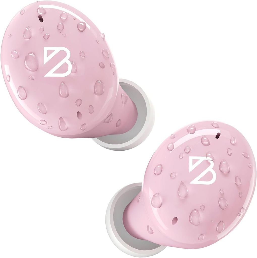 Back Bay Audio Tempo 30 Earbudos inalámbricos para pequeños oídos - Reconocimiento de premios, Earbudos Bluetooth Impresionantes, Codrones de oído cómodos para mujeres, auriculares rosas pequeños canales de oído, auriculares de batería larga