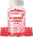 Magnesio Glycinate Gummies 1000mg - Suplemento de Potasio de Magnesio Libre de Azúcar con Vitamina D, B6, CoQ10 para calma Mood &amp; Sleep Support - 60 Gummies de Fresa