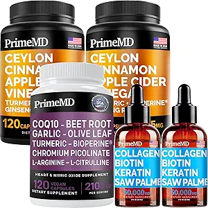 Biotina de colágeno líquido (2pk), canela de Ceylán (2pk) y óxido nítrico (1pk) Suplemento Bundle - Vitaminas de Potente para el pelo, la piel, las uñas, el corazón, el metabolismo, " Apoyo a la limpieza - No GMO, Vegan, Gluten-Free
