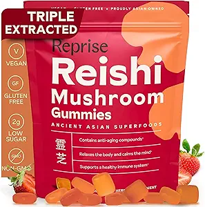 Reishi Mushroom Gummies ← Hongo Reishi Mushroom Suplemento Gummies (Lingzhi, Ganoderma Lucidum) ← Full Spectrum Stress Gummies for Adults  Red Reishi Mushroom  durable Strawberry Flavor ← 45 Conde