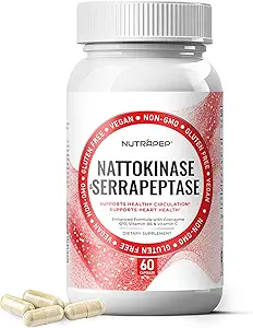 Nattokinase 2000 FU Serrapeptase 240000 SPU Suplemento - Mejorado con Coenzyme CoQ10 Vitamina B6 Vitamina C Black Pepper Extracto - Nattokinase 400mg cápsula para hombres mujeres