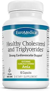 Euromedica Healthy Cholesterol and Triglycerides - 60 Capsules - Clinically Studied Amla - Supports Healthy HDL & Triglyceride Levels - Non-GMO, Vegan, Kosher - 30 Servings