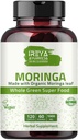 Moringa Capsule 1000 mg (120 cápsulas), Moringa Powder Capsules Made from Organic Moringa Leaf Powder ← Non-GMO Whole Green Super Food Nutrition 60 días