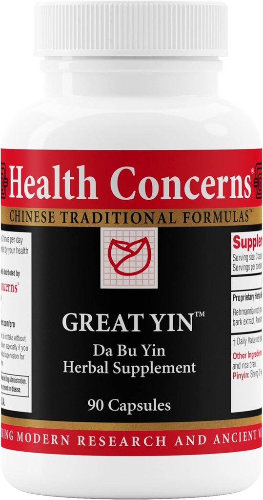 Preocupaciones de salud Gran Yin – Suplemento de alivio de la menopausia – Soporte Flash caliente – Suerte de noche y calor de la deficiencia – Fórmula herbal china tradicional para la salud de las mujeres y equilibrio hormonal – 90 cápsulas