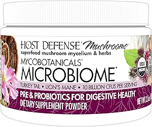 Host Defense MycoBotanicals Microbiome* Polvo - Digestivo &amp; Immune Health Support Supplement - Gut Health Supplement with Turkey Tail, Lion's Mane & Reishi - 3.5 oz (33 Servings)*
