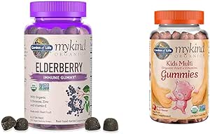 Garden of Life Organics Elderberry Gummies for Adults &amp; Kids - Immune Support Supplement with Organic Fruit &amp; Organics Kids Gummy Vitamins - Fruit - Certified Organic
