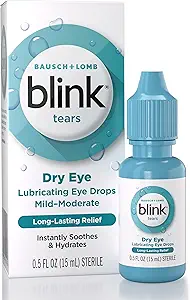 BLINK Tears Lubricating Eye Drops, Moisturizing & Soothing for Mild to Moderate Dry Eyes, with Hyaluronate, Reduces Discomfort, Long-Lasting Hydration, Soothes & Moisturizes, 0.5 Fl Oz