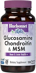 Bluebonnet Nutrition Glucosamine Chondroitin &amp; MSM, Glucosamine, Bone & Joint Health*, Non-GMO, Gluten-Free, Soy-Free, Dairy-Free, 120 Vegetable Capsules, 40 Servings