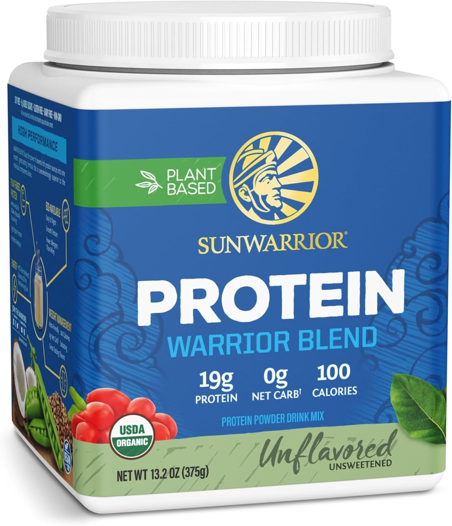 Sunwarrior Planta Orgánica Basada Proteína Polvo Vegan Orgánica Proteína Polvo Desarrollado con BCAA Aminoácidos &amp; Hemp Seed Pea Blend ← Non-GMO Soy Dairy Filler & Gluten Free (Unflavored, 15 Servings)