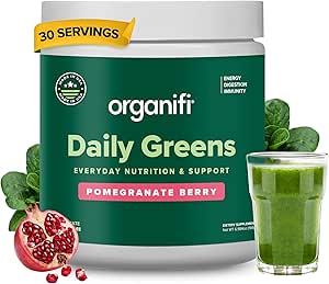 Organifi Daily Greens - Nutrición y Soporte diarios - Greens Powder for Energy, Digestion, and Immunity, 30 Servings