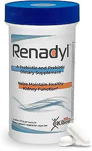 Renadyl Kidney Probiotic Supplement TEN Urea, Creatinine, & Uric Acid Support TEN 45 Billion CFUs ← Testado clínicamente, No GMO, &amp; Made in USA, 60 cápsulas (1 Botella, 1 Mes de Suministro)