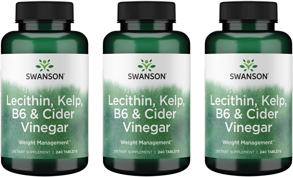 Swanson Lecithin Kelp B-6 & Cider Vinegar 240 Tabs (3 Pack)