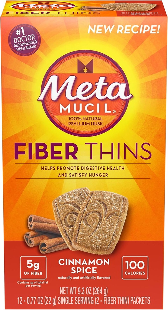 Metamucil Fiber Thins Tamaño 12 Conde de 2 Crisps 9.3 Unce (Value Pack of 6)
