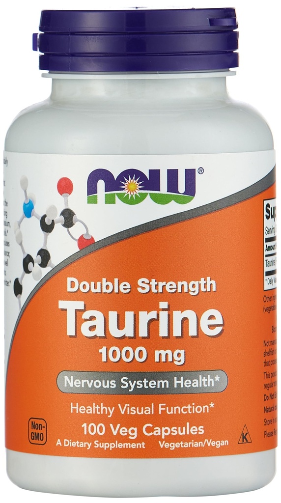 AHORA Alimentos por ahora Doble Fuerza Taurina Nervous System Health 1000mg 100 Cápsula