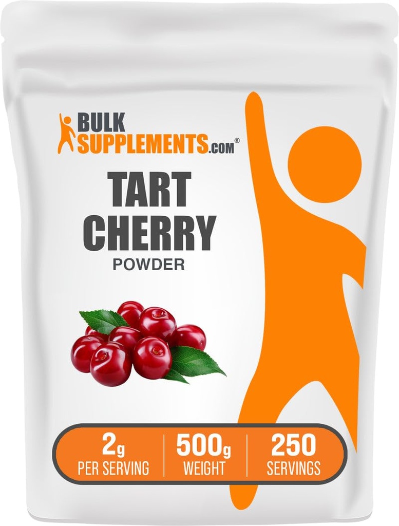 BulkSupplements.com Tart Cherry Powder - Fruit Powder, Tart Cherry Suplementos - Fuente antioxidante, Gluten Gratis &amp; No Añadido Sugar, 2g por Serving, 500g (1.1 lbs) (Pack of 1)