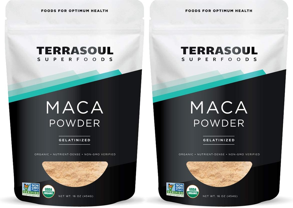 Terrasoul Superfoods Organic Gelatinized Maca Powder, 2 Lbs - Premium Quality tención Uso recomendado: Apoyos Aumento de la resistencia y la energía TEN Gelatinized for Easy Digestion