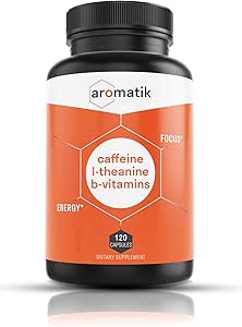 Aromatik Caffeine L-Theanine Focus Suplemento Silencio Caffeine (100 mg) + L-Theanine (200 mg) + B Vitaminas Silencio Energy Focus Cognition ¦ USA Made at FDA Registered Facility ← Vegan Capsules ← 120 Servings