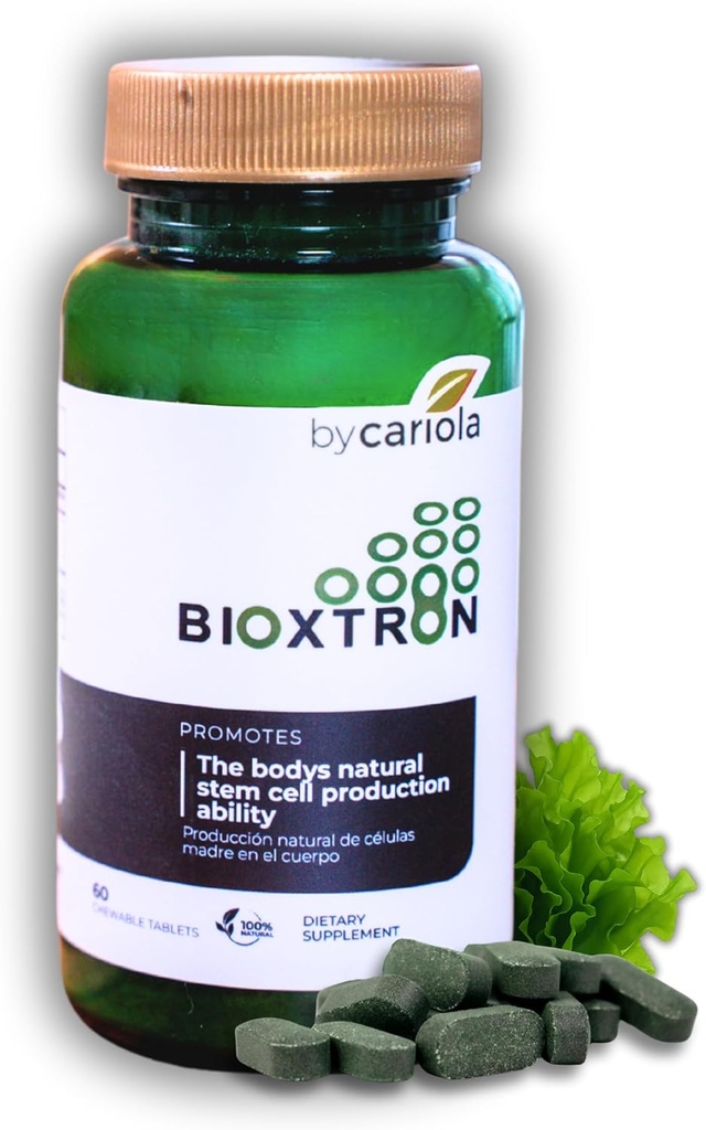 Bioxtron Natural Stem Cell Supplement Chewable Tablets - Spirulina, Clorella, AFA - Supports Energy, Joint, Muscle, Immune Health - Stem Cell Regenerator - 60 Tablets (30 Servings)