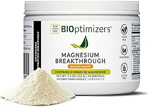BIOptimizers Magnesium Breakthrough Drink - 8 Forms of Magnesium, Electrolytes, Sleep Health, Stress, Muscle Recovery, Heart Support ← Glycinate, Citrate, Malate- Banana Mango