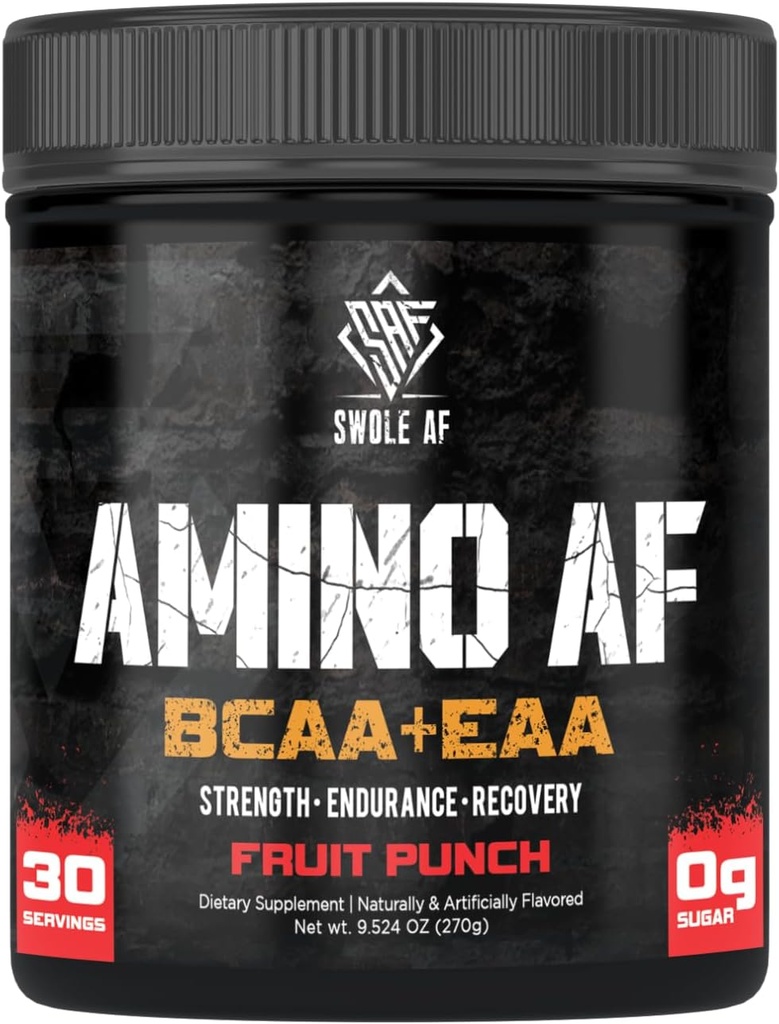 Swole AF TENIDO Amino AF BCAA + EAA TENIDO Aminoácidos esenciales para la resistencia muscular y recuperación permanente Suplemento dietético para el metabolismo más rápido mejorado del mood