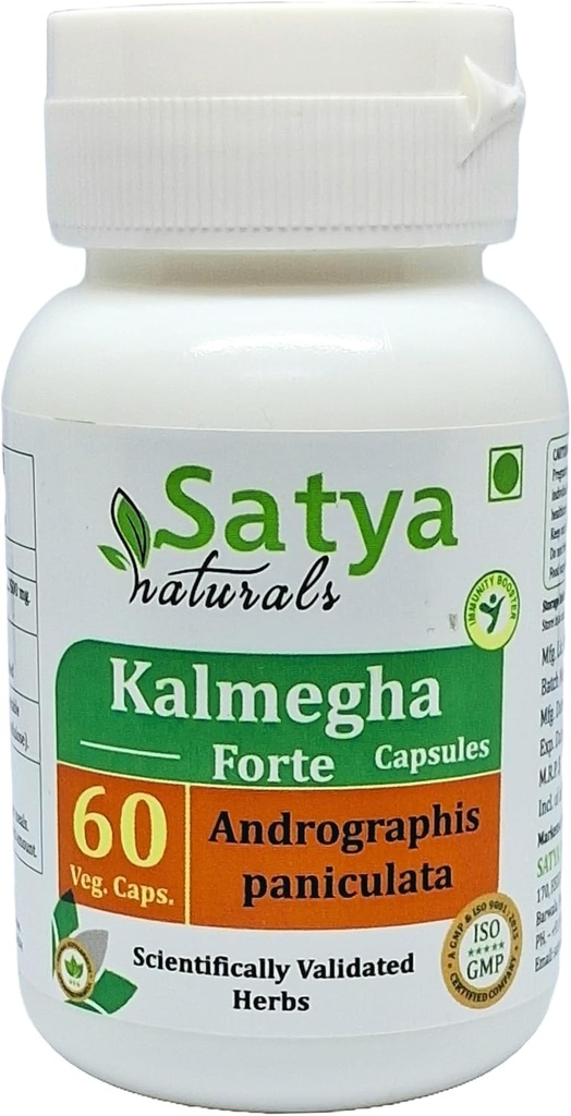 Kalmegha Forte Capsules 500 mg. 60 Veg. Capsule TEN Kalmegha (Andrographis Paniculata) Extract Capsules for Men and Women ← Ayurvedic Herbal Supplement/Remedies TEN 10:1 Forte (1 Botella de 60 cápsulas)