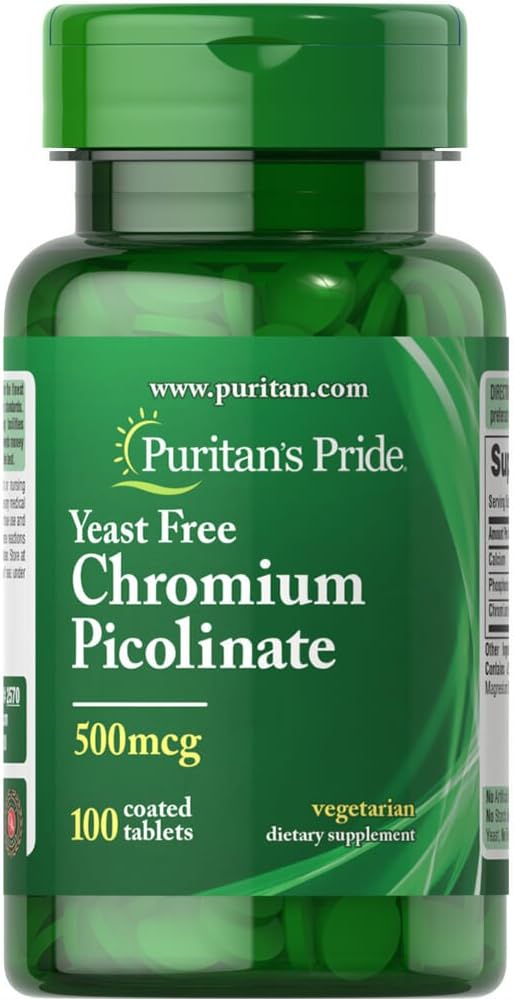 Puritans Pride Chromium Picolinate 500 Mcg Yeast Gratis, 100 Conde