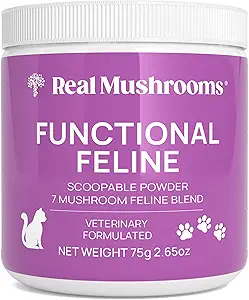 Mushrooms reales Gato suplemento Polvo – Mushroom orgánico Blend con Krill Antártico & Ashwagandha – Vitaminas para gatos mayores o gatitos – 2.65 oz Fórmula funcional