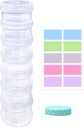 7 Day Pill Organizer Case Stackable Suplementos semanales Vitaminas Pills Holder Dispenser Grande transparente transparente con tapa extra