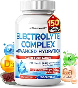 Complejo de electrolitos - Hidratación avanzada con vitamina D3, calcio, magnesio, fósforo, potasio - 150 cuenta - hecho &amp; probado en los EE.UU.