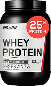 BARE PERFORMANCE NUTRITION, BPN Whey Protein + Casein Protein Powder Blend, Milk N' Cookies, 25g Proteína por Serving Asistencias Lean Muscle Recovery, 27 Servimientos, Tercera Parte Tested