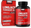 Factor de fuerza Longjack Tongkat Ali Max para Hombres, Hombre Stamina y Vitalidad Suplemento Hecho con Tongkat Ali Extract e Ingredientes Naturales Clave para Absorción Superior, 1200 mg, 60 cápsulas