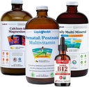 LIQUIDHEALTH Women's Health &amp; Vitality Daily Liquid Multivitamin Bundle with Prenatal/Postnatal Multivitamin, Calcium &amp; Magnesium, Daily Multi Mineral, &amp; Organic Vitamin B12 Drops - USA Made, Non-GMO