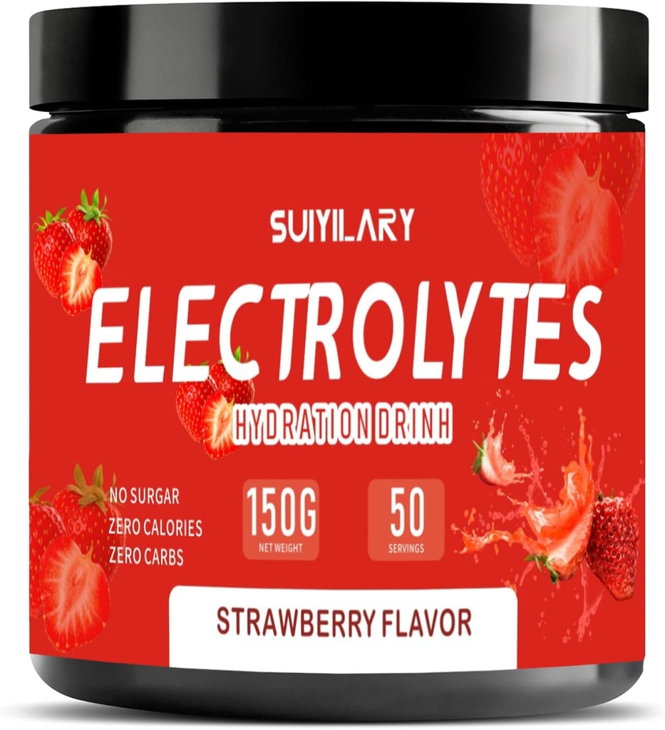 Electrolitos Powder No Sugar No Carbs, Keto Daily Electrolyte Drink Mix, Potassium " Sal Hydration Powder Electrolytes Zero Calorie Sugar Free Electrolyte Powder, Strawberry 50 Servings