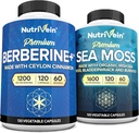 Nutrivein Premium Irish Sea Moss Capsules " Berberine Supplement Bundle: High-Absorption Sea Moss " Berberine Supplements Bundle for Digestion, Metabolism, " Vitality