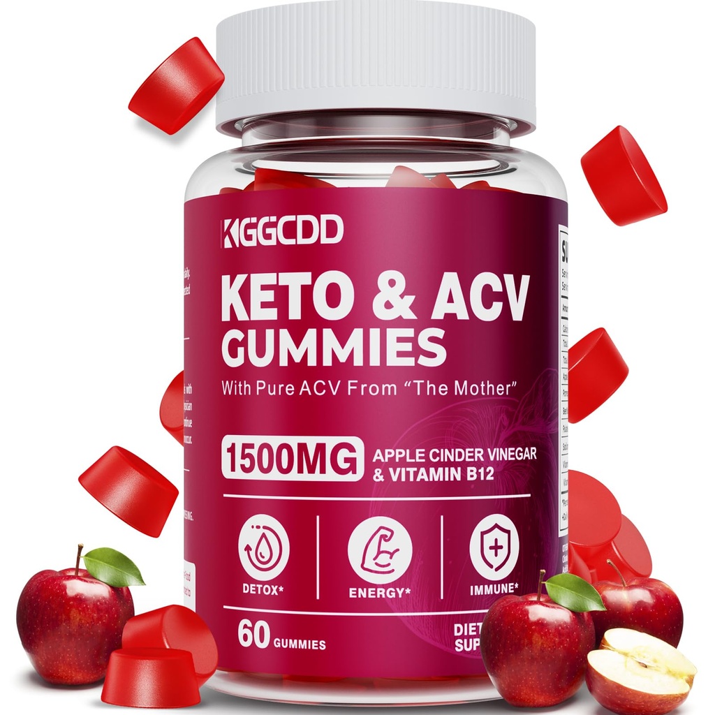 Keto ACV Gummies Advanced Weight - L0ss-,- Keto Gummy Suplemento para Mujeres y Hombres, con 1500MG Apple Cider Vinegar & Vitamina B12, Vegan & No GMO, Detox &amp; Cleanse, Low-Carb, 60 Conde