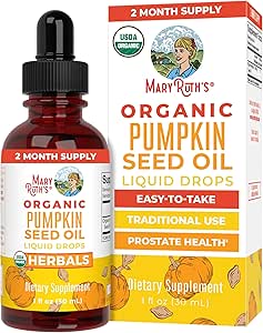 MaryRuth Organics Pumpkin Seed Oil Cold Presionado Silencio 2 Mes de Suministro Silencioso USDA Organic Pumpkin Seed Liquid Drops for Hombres and Women ¦ Urinary Health in Hombres ← Sugar Free ← Vegan ← Non-GMO ← 60 Servings