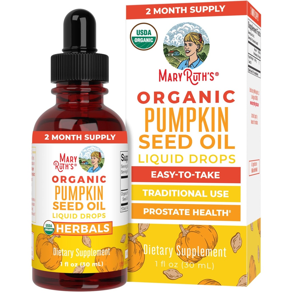 MaryRuth Organics Pumpkin Seed Oil Cold Presionado Silencio 2 Mes de Suministro Silencioso USDA Organic Pumpkin Seed Liquid Drops for Hombres and Women ¦ Urinary Health in Hombres ← Sugar Free ← Vegan ← Non-GMO ← 60 Servings