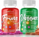 Frutas y Gummies Veggie para Adultos - Superalimentos Naturales con Vitaminas, Minerales, & Antioxidantes - Suplemento Frutas y verduras - Accionado por Plantas, Pack de 2, 60 Gummies Cada, 30-Day Supply