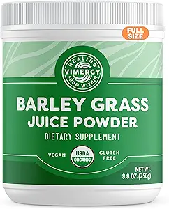 Vimergy Barley Grass Juice Powder Dietary Supplement - 0.8g per Serving (312 Serving) – Clean Superfood Formula – Promueve la Salud Cardiovascular* – Orgánica, Vegana y Sin gluten – Tamaño regular 250g