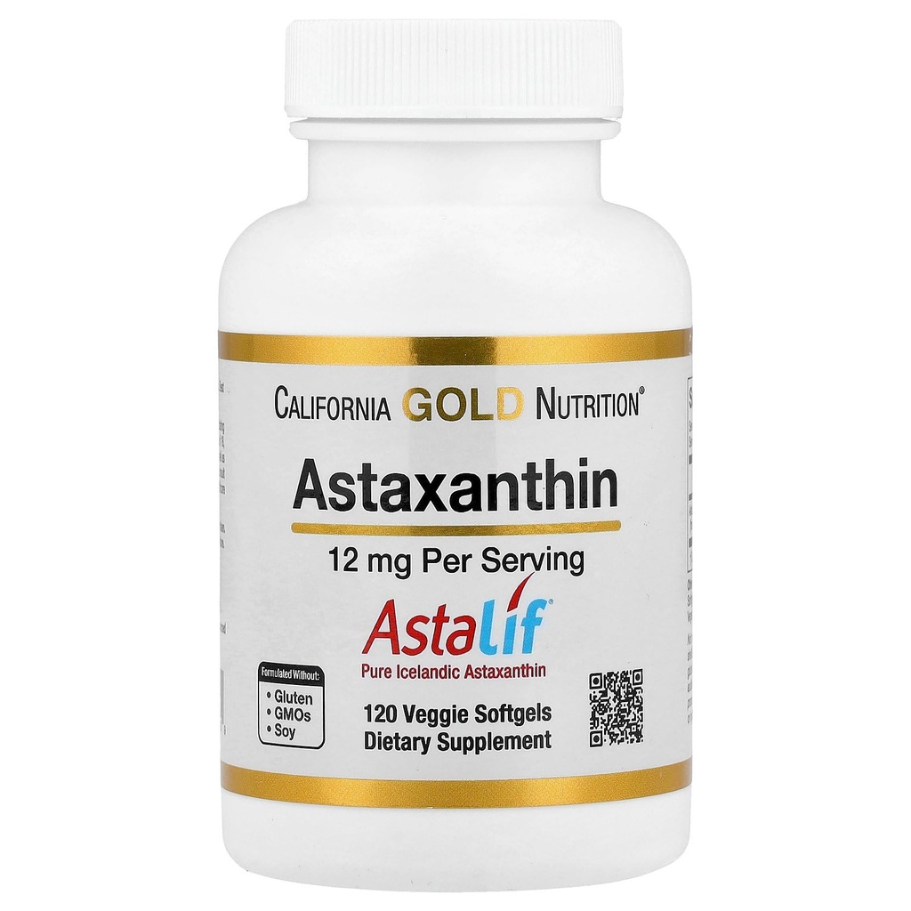 California Gold Nutrition Astaxanthin, Carotenoide Antioxidante, AstaLif Pure Icelandic Biologically Active 99% Isomer, 12 mg, 120 Veggie Softgels