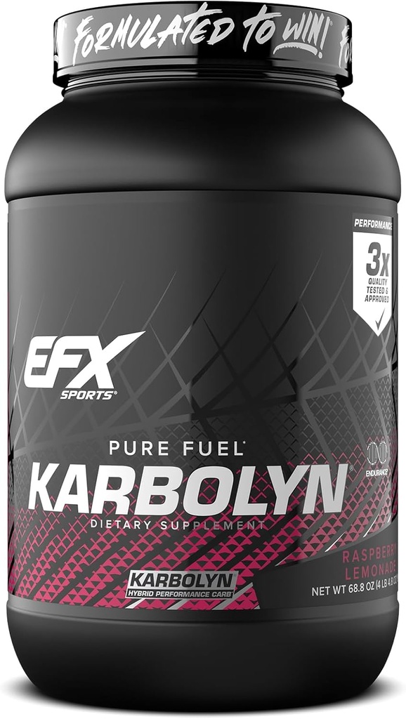 EFX Sports Karbolyn Fuel ← Fast-Absorbing Carbohydrate Powder ¦ Carb Load, Sostened Energy, Quick Recovery TEN Stimulant Free ← 35 Servings (Raspberry Lemonade)