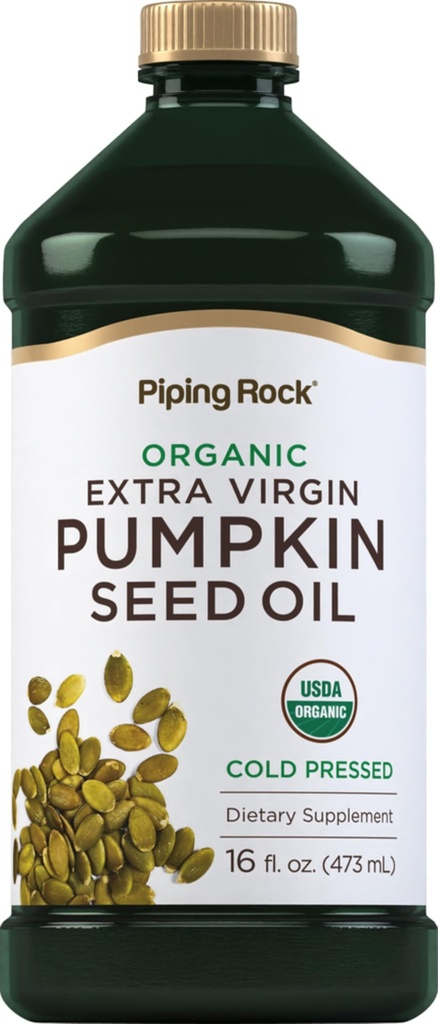 Piping Rock Pumpkin Seed Oil Organic Cold Pressed | 16 Fl Oz | Extra Virgin Liquid Supplement | Vegetarian, Non-GMO, Gluten Free