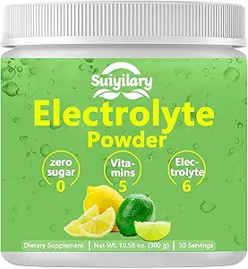 Electrolitos Powder No Sugar, Electrolyte Drink Mix, 5 vitaminas &amp; 6 electrolitos, Keto Friendly, Potasio & Sal, Sugar Free Hydration Powder, Lemon Flavour 300g