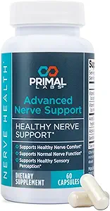Primal Labs Advanced Nerve Support - Nerve Wellness Supplement with Benfotiamine, B6, B12, Alpha Lipoic Acid, Acetyl-L-Carnitine - Nerve Wellness, Feet, Legs, Sensory Function, Comfort - 60 ct.