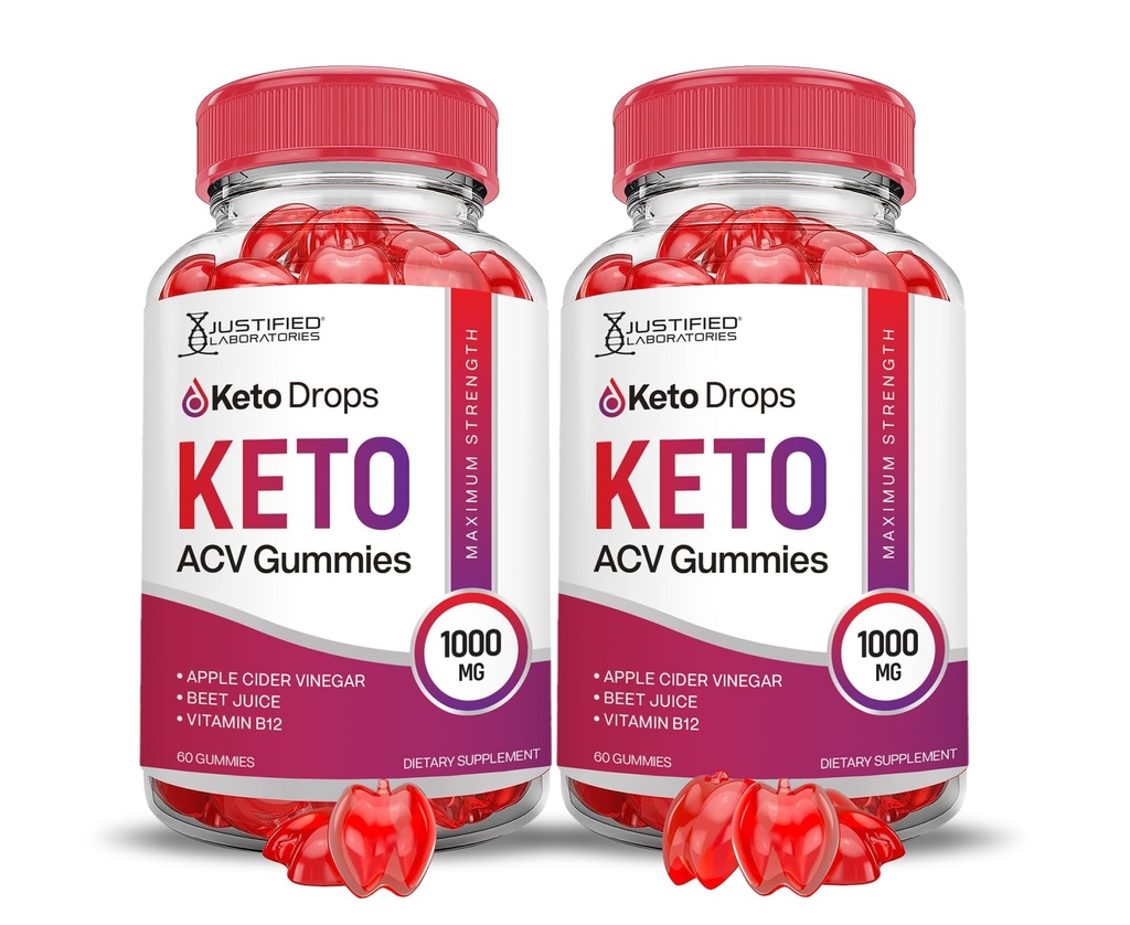 Laboratorios justificados (2 Pack Keto Drops Keto ACV Gummies Advanced Formula 1000MG Formulado con Pomegranate Beet Juice Powder B12 Vegan No GMO 120 Gummys
